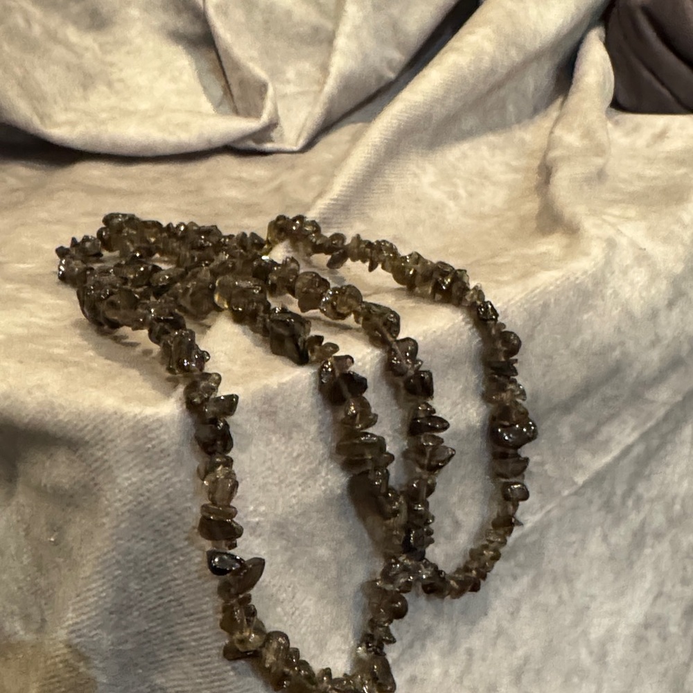 Smoky Quartz Chip gemstone Strand‎ Necklace 32 inches - Women Jewelry